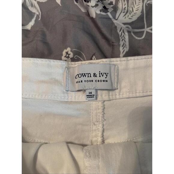 Crown & Ivy Shorts Women's 14 Beige White Denim Scalloped Stretch 37x3.5 - Picture 9 of 9